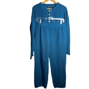 Pretty Garden Blue Set Pants Shirt Cozy Waffle sustainable Size L